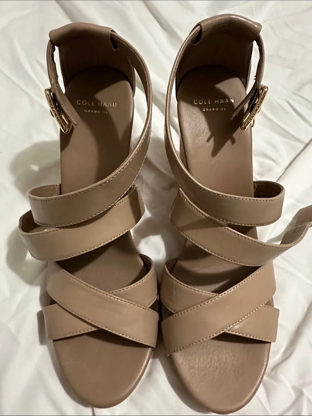 Cole Haan Taupe Cork Wedge Sandals Size 8B